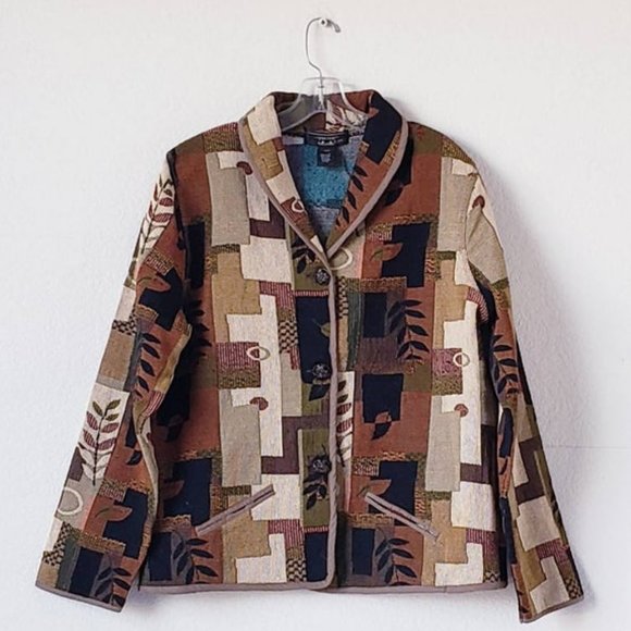 Women's Vintage Needlepoint Jacket | Botanical | L - Picture 1 of 8